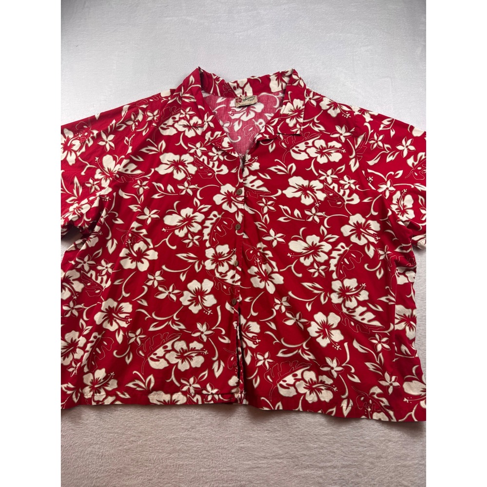 Hilo Hattie The Hawaiian Original Red Hibiscus Floral Cotton Shirt 4XL P1272